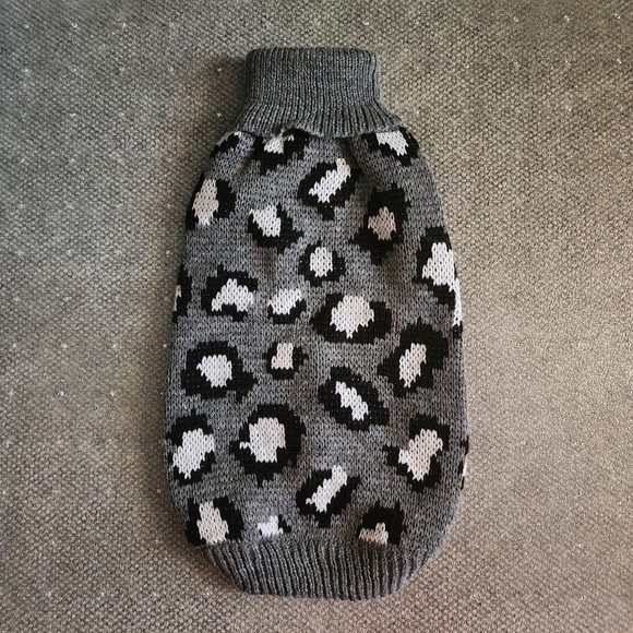Dog Or Cat Leopard Knitted Sweater Small Gray - Picture 1 of 6